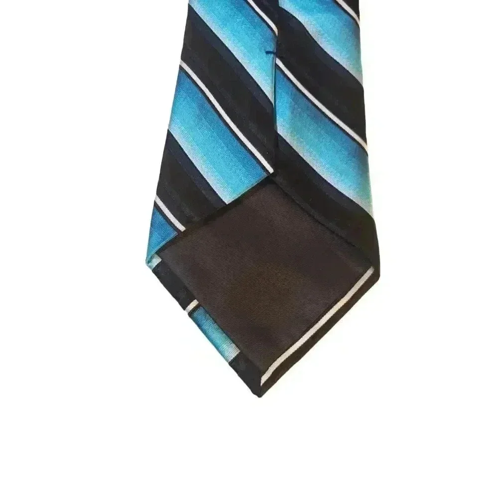 Croft & Barrow Luxury‎ Black Blue Stripes All Silk Necktie Tie Business Church